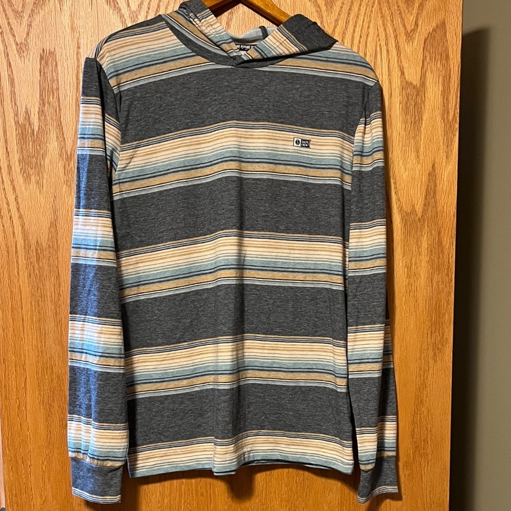 Salty Crew Blue And Tan Striped Hoodie